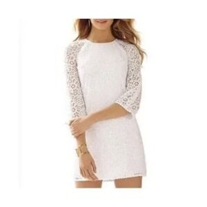 Lilly Pulitzer Women's Rylee Lace Shift Dress in Resort White Size 4